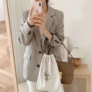 Joskaa New Autumn Winter Women's Blazers Pockets Formal Jackets Vintage Fashionable Office Lady Elegant Outerwear Wild Tops JK3218