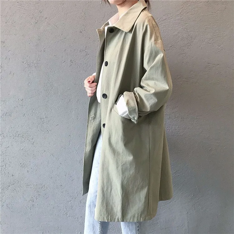 Joskaa New Autumn Women's Cargo Windbreaker Casual Vintage Pockets Outerwear Oversize Buttons Wild Long Trench Lady Tops JK0393