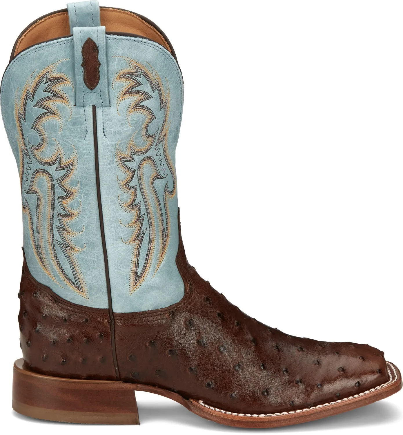 Justin 11in Mens Sky Blue Jacinto Leather Cowboy Boots