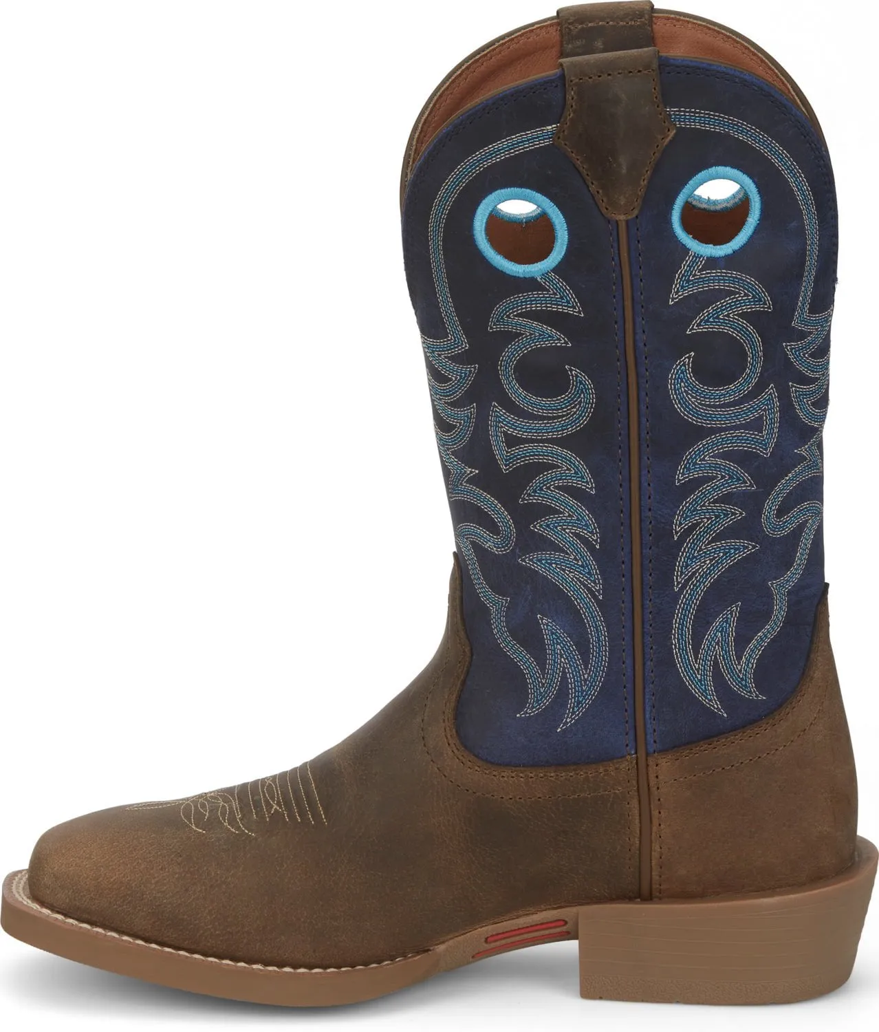 Justin 12in Mens Yale Blue Stampede Leather Cowboy Boots