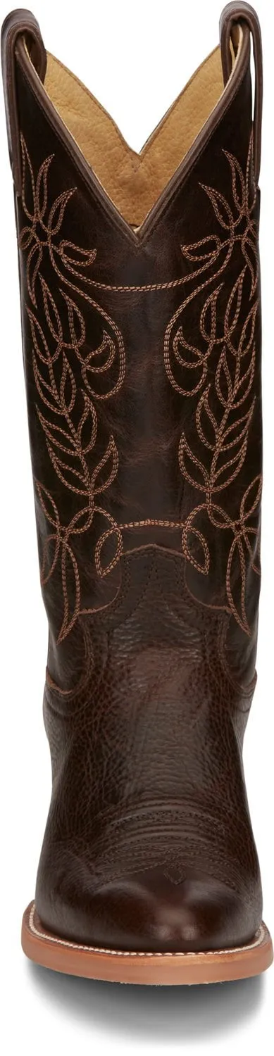 Justin 12in Womens Espresso Rosey Leather Cowboy Boots