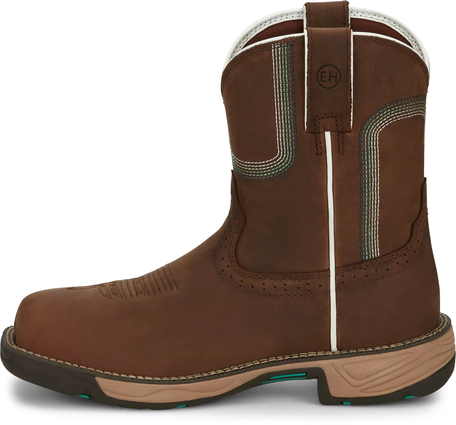 Justin 8in WP Womens Pine Chocolate Rush Leather Work Boots