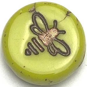 Kiwi Bee Czech Glass Round Bead 1/2" / 12mm, Strand of 12 Beads  #L-875