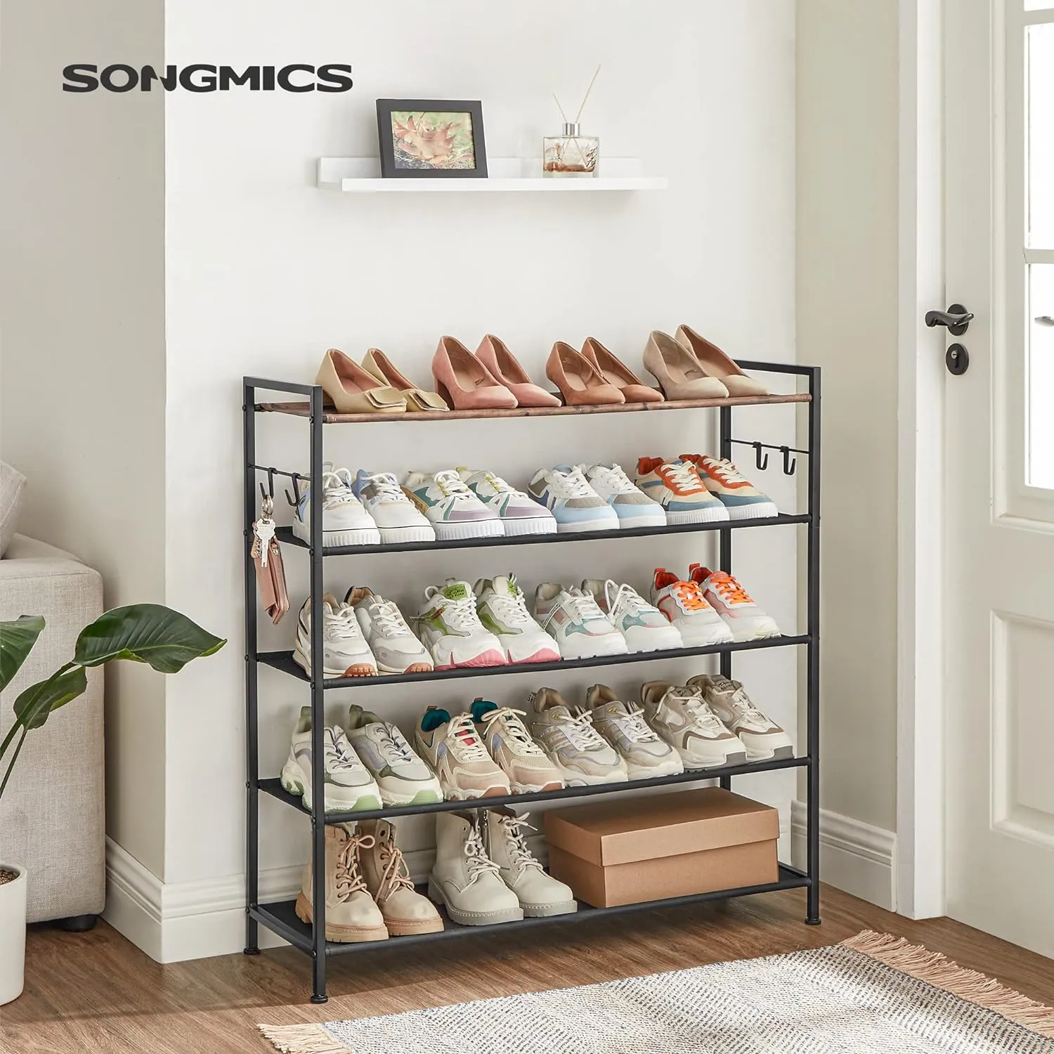 Large 5-Tier Metal Shoe Rack, 20-25 Pairs, SONGMICS