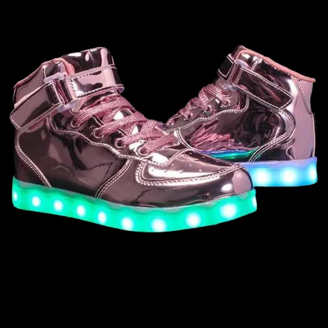 Led Sneakers For Kids Light Up Shiny Lavender  | Kids Led Light Shoes