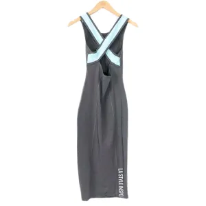 Lululemon Midi Dress Bodycon Aqua Gray Crossed Back Size 4