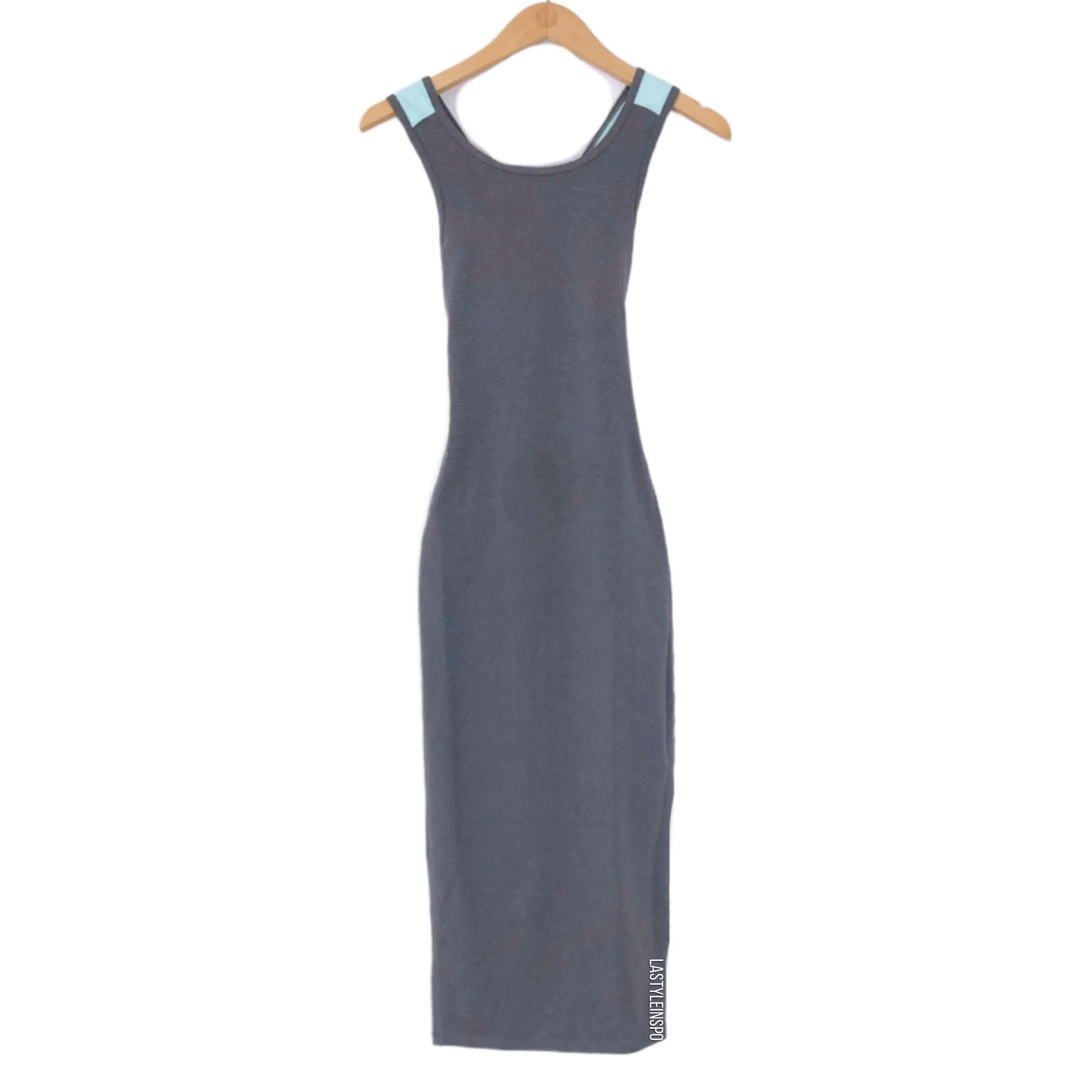 Lululemon Midi Dress Bodycon Aqua Gray Crossed Back Size 4