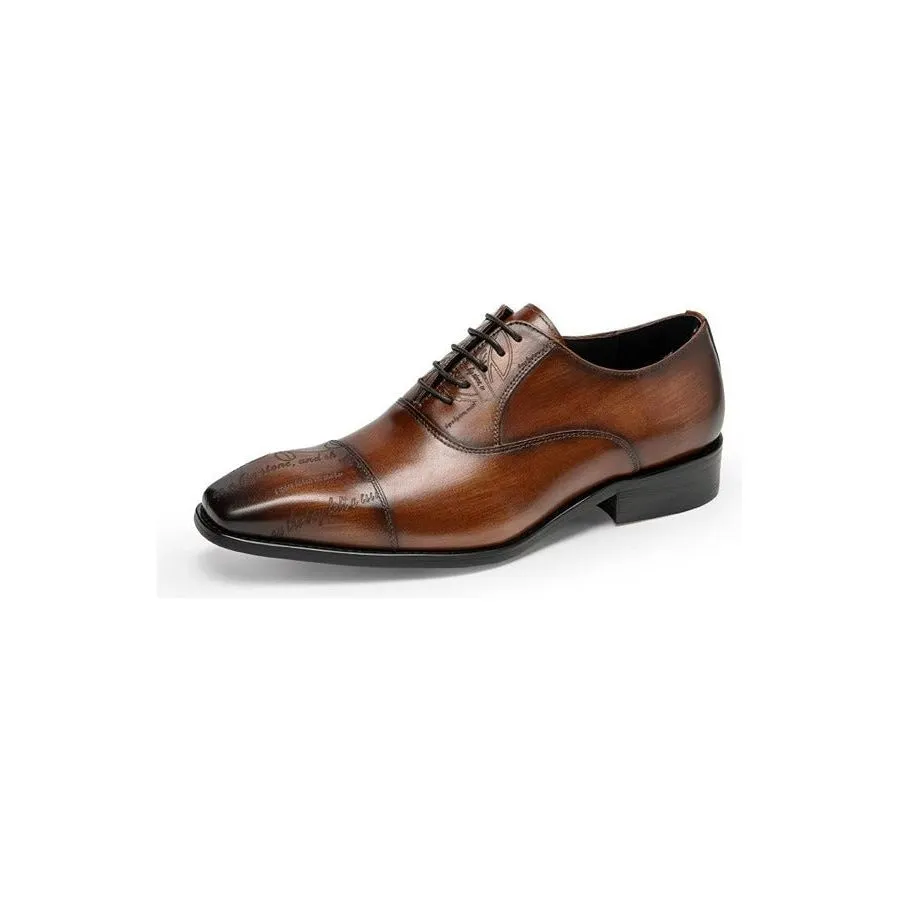 LuxeTex Exotic Cow Leather Oxford Dress Shoes