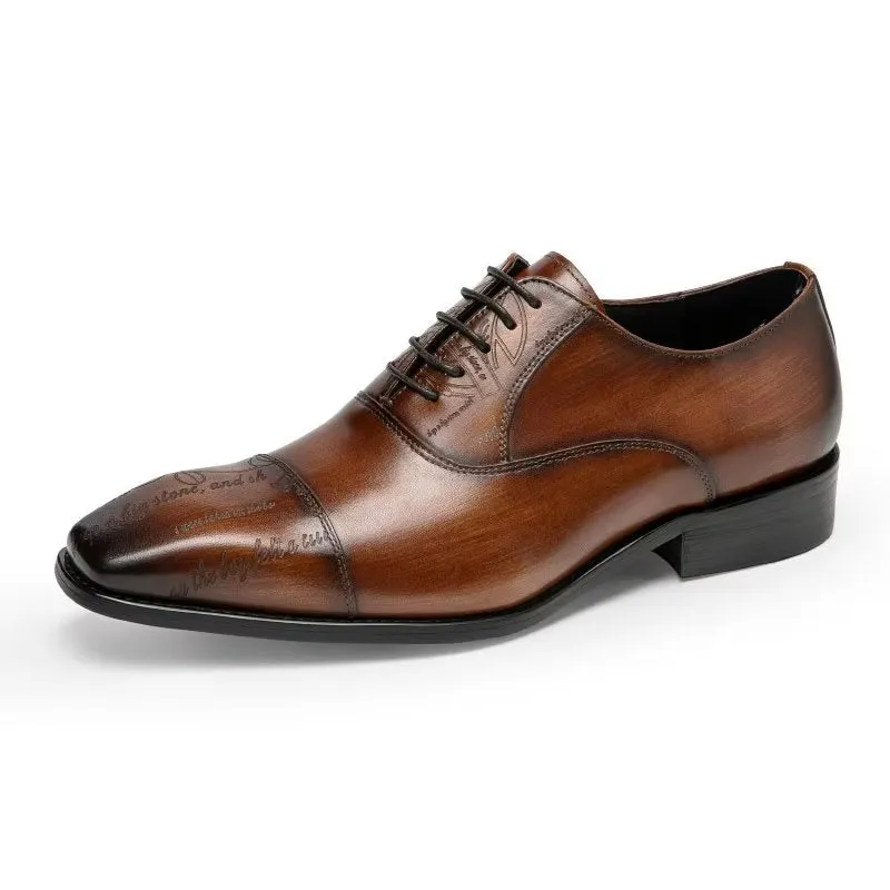 LuxeTex Exotic Cow Leather Oxford Dress Shoes