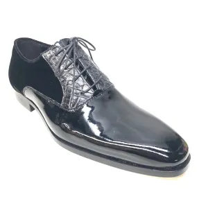 Mauri 4993/2 Black Crocodile/Velvet/Patent Leather Dress Shoes