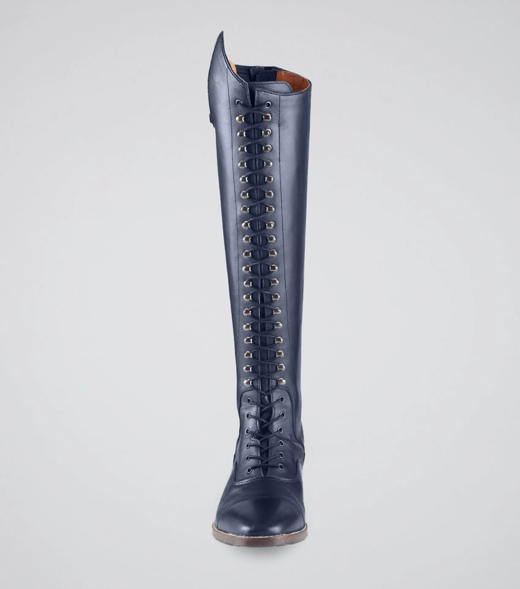 Maurizia Ladies Lace Front Tall Leather Riding Boot Navy