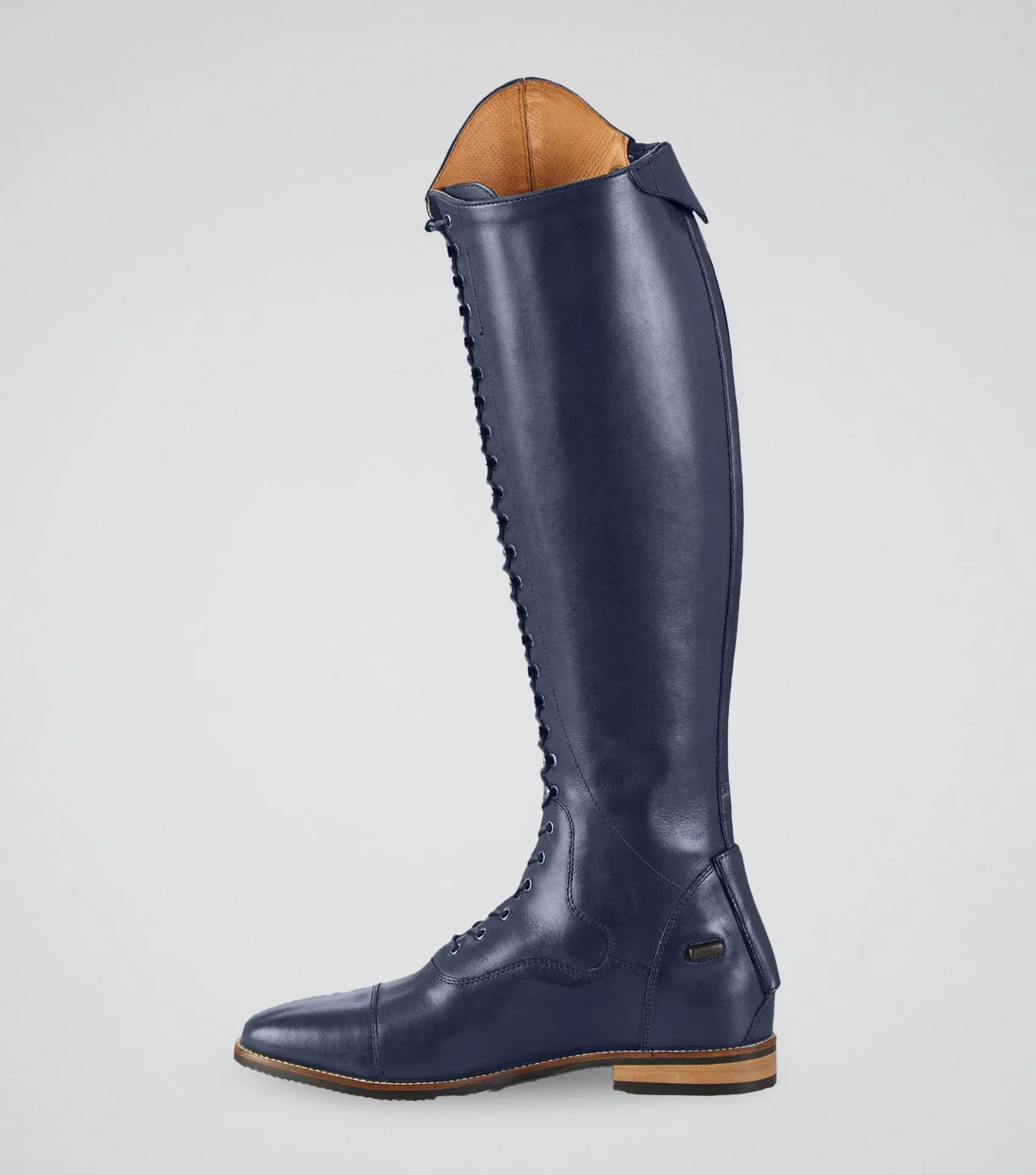 Maurizia Ladies Lace Front Tall Leather Riding Boot Navy