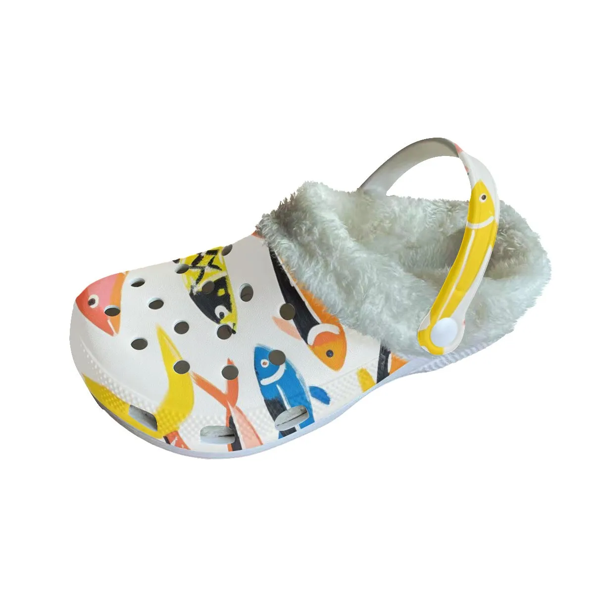 Mc#24 Men's Classic Clogs with Fleece, fish print