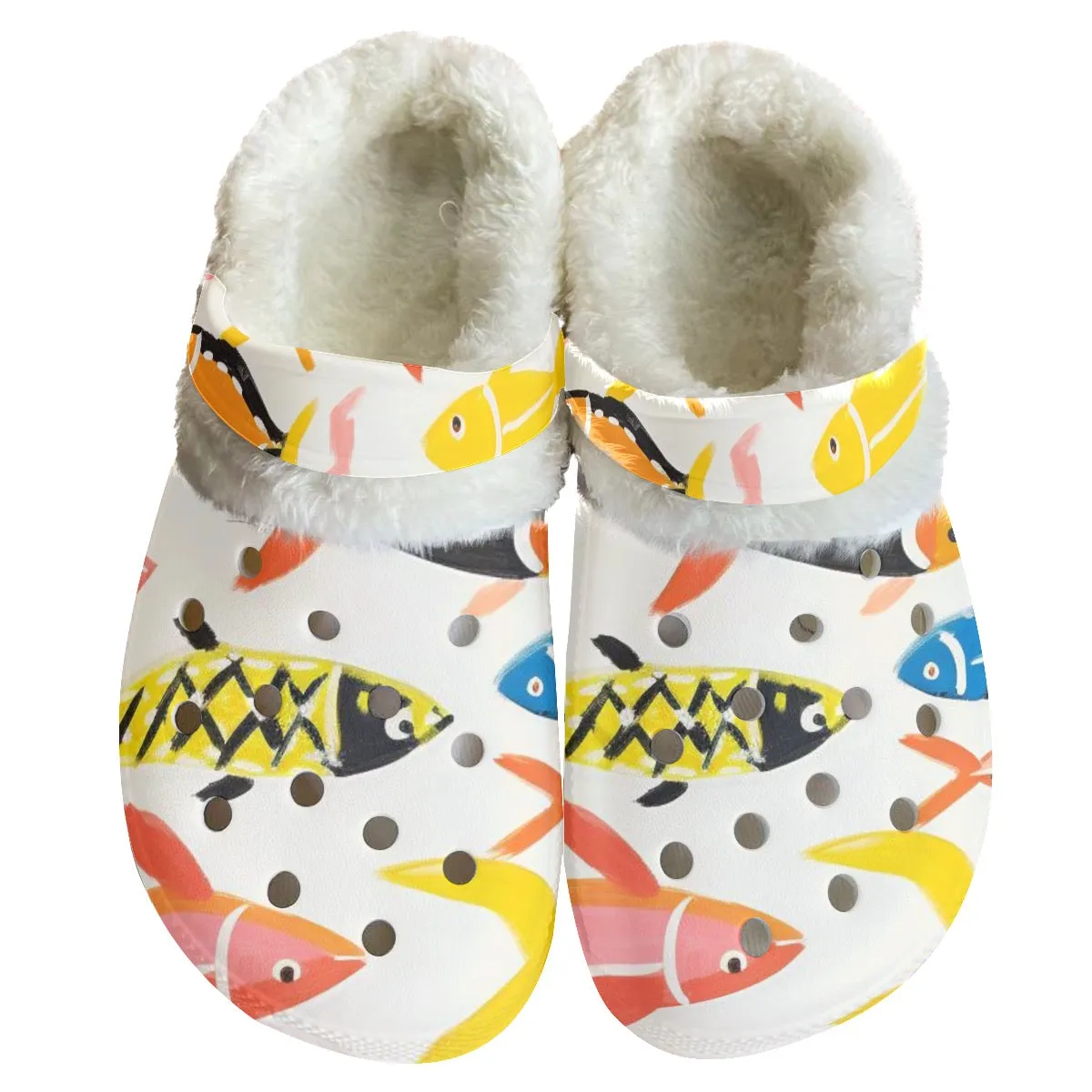 Mc#24 Men's Classic Clogs with Fleece, fish print