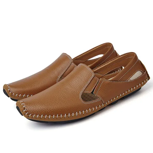 Men Leather Driving Shoes Plus Size 45 46 47 Casual Slip-on Summer Shoes 5 Colors Size 38-47