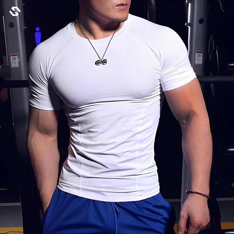 Men&#39;s Running Tight T-shirt Short Sleeve Extra Large Gym Fitness Top Men&#39;s Jogging Sports Wear Quick Drying Sports Shirt Top