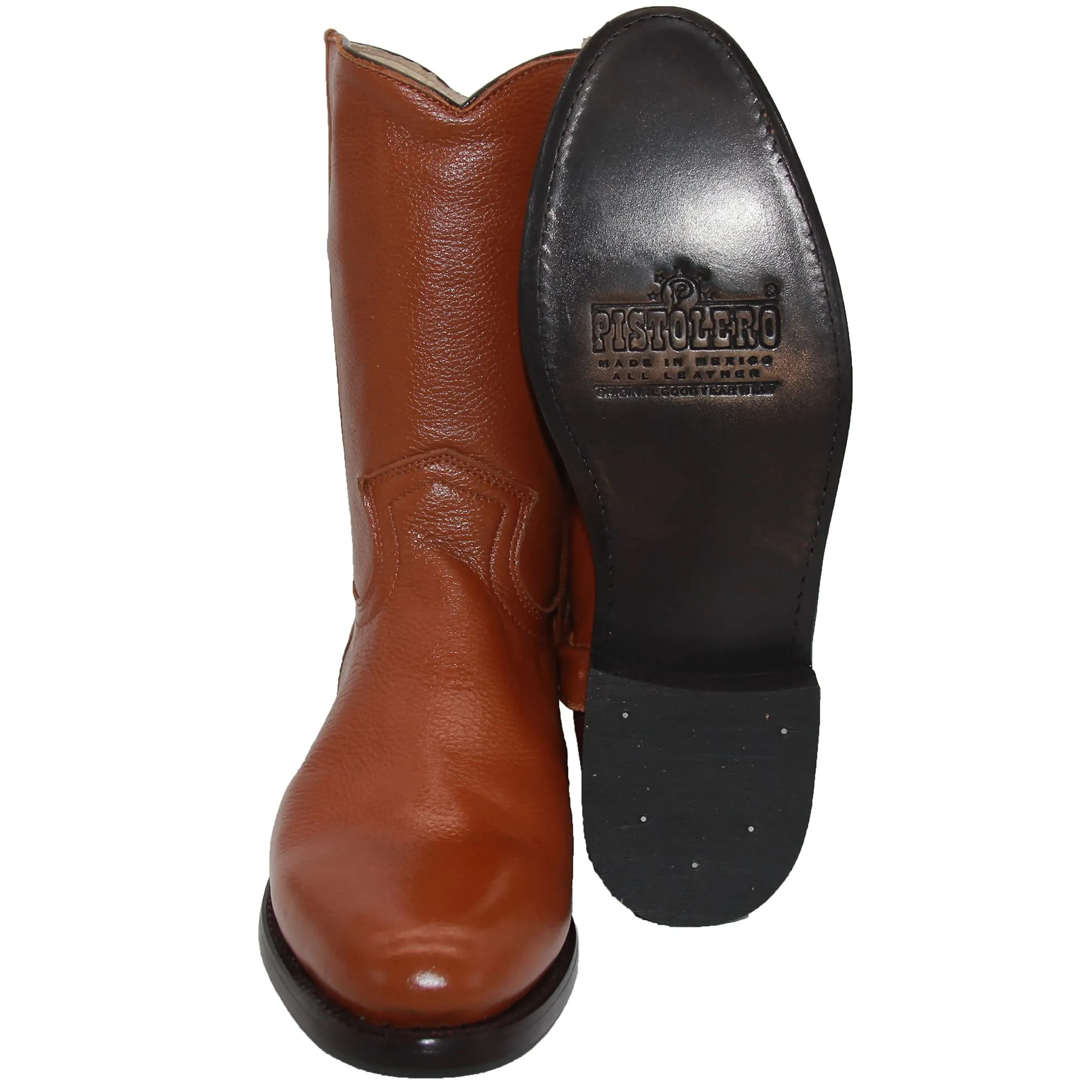 Men’s Genuine Leather Round Toe Roper Western Boot