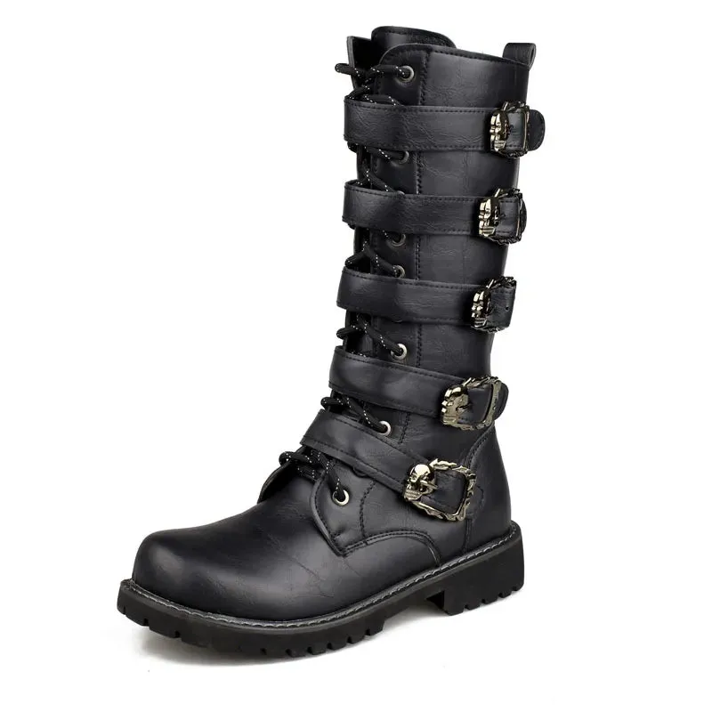 Mens Motorcycle Military Gothic Punk Boots