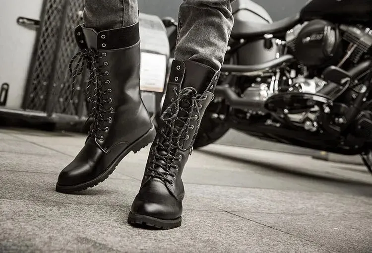 Mens Motorcycle Military Gothic Punk Boots