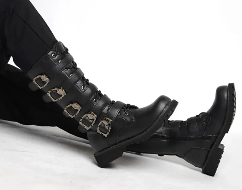 Mens Motorcycle Military Gothic Punk Boots