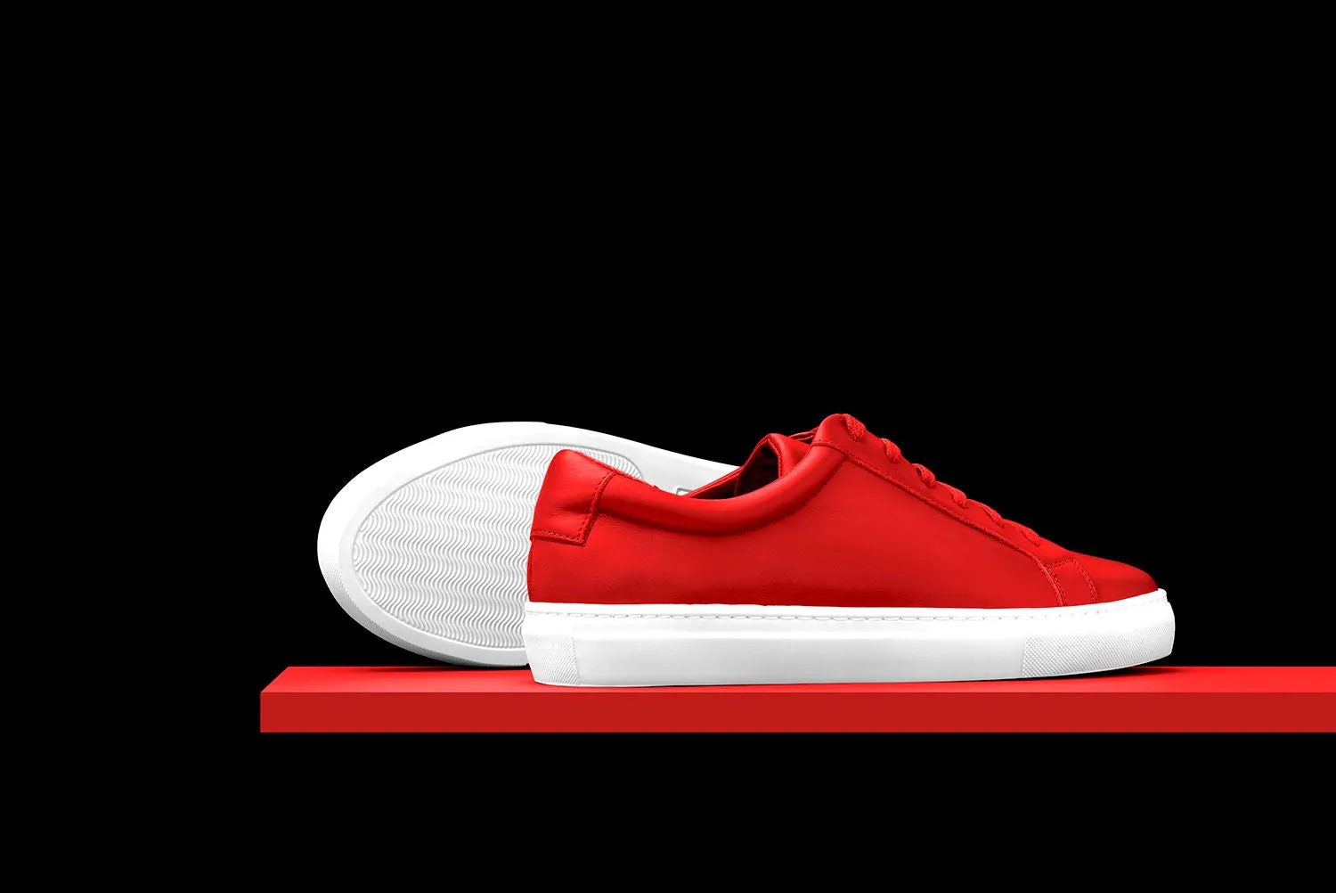 Mens Red Leather Sneakers