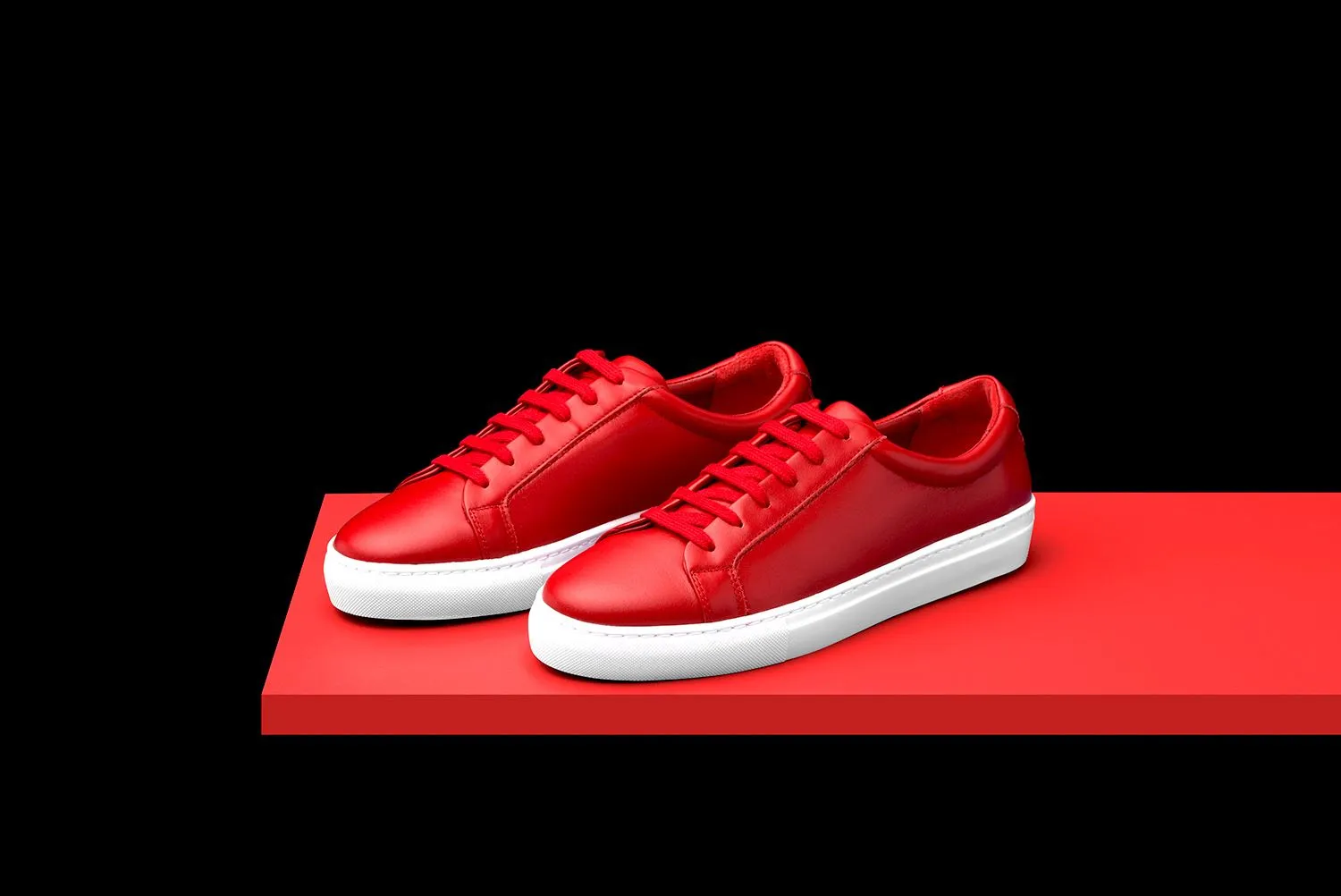 Mens Red Leather Sneakers