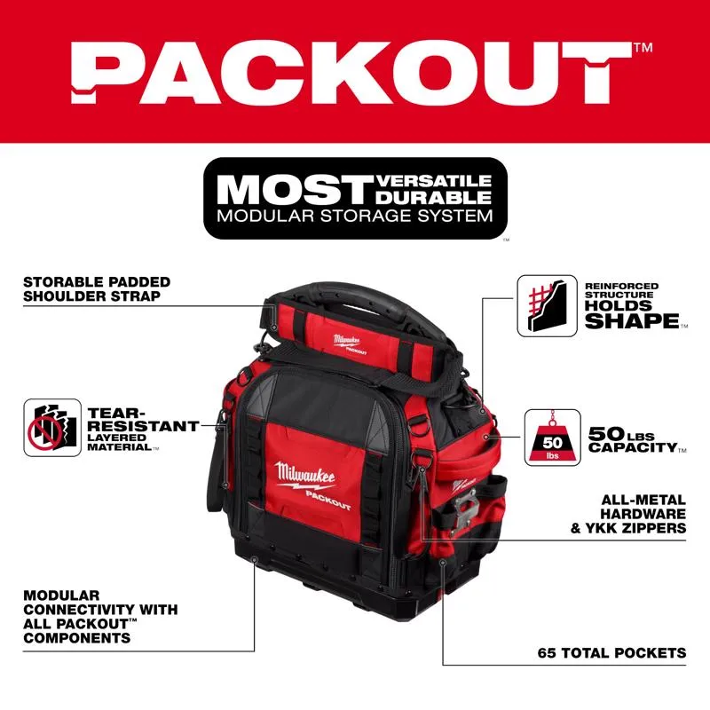 Milwaukee PACKOUT 10 in. W X 19.8 in. H Ballistic Tool Bag 65 pocket Black/Red 1 pc