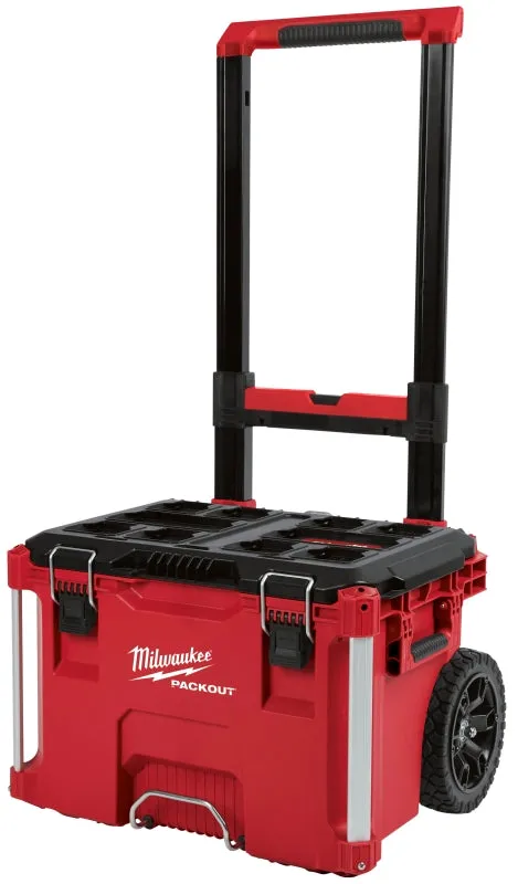 Milwaukee PACKOUT 48-22-8426 Rolling Tool Box, 250 lb, Plastic, Red, 18.6 in L x 22.1 in W x 25.6 in H Outside :EA: QUANTITY: 1