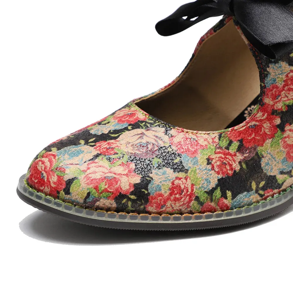 Moggy's Sweet Floral Print Pumps Shoes