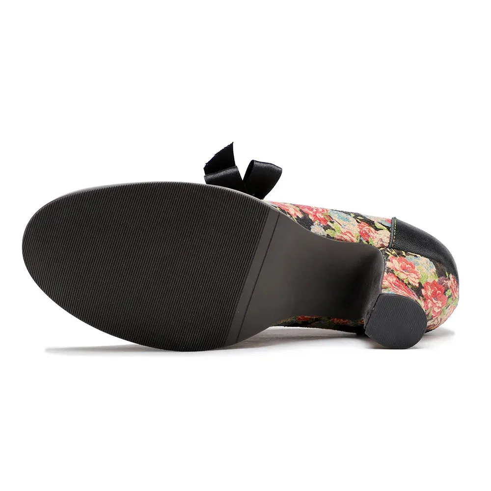 Moggy's Sweet Floral Print Pumps Shoes