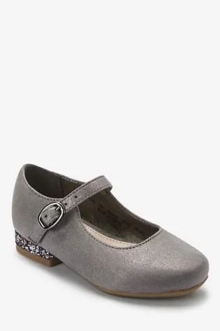 Next Grey Pewter Baby Girls Heeled Shoes