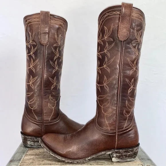 OLD GRINGO Tall Knee High Brown Leather Cowgirl Cowboy Western Riding Boots