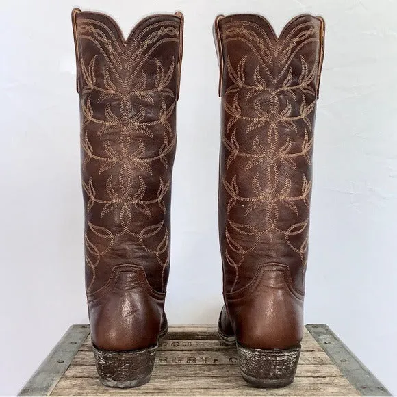 OLD GRINGO Tall Knee High Brown Leather Cowgirl Cowboy Western Riding Boots