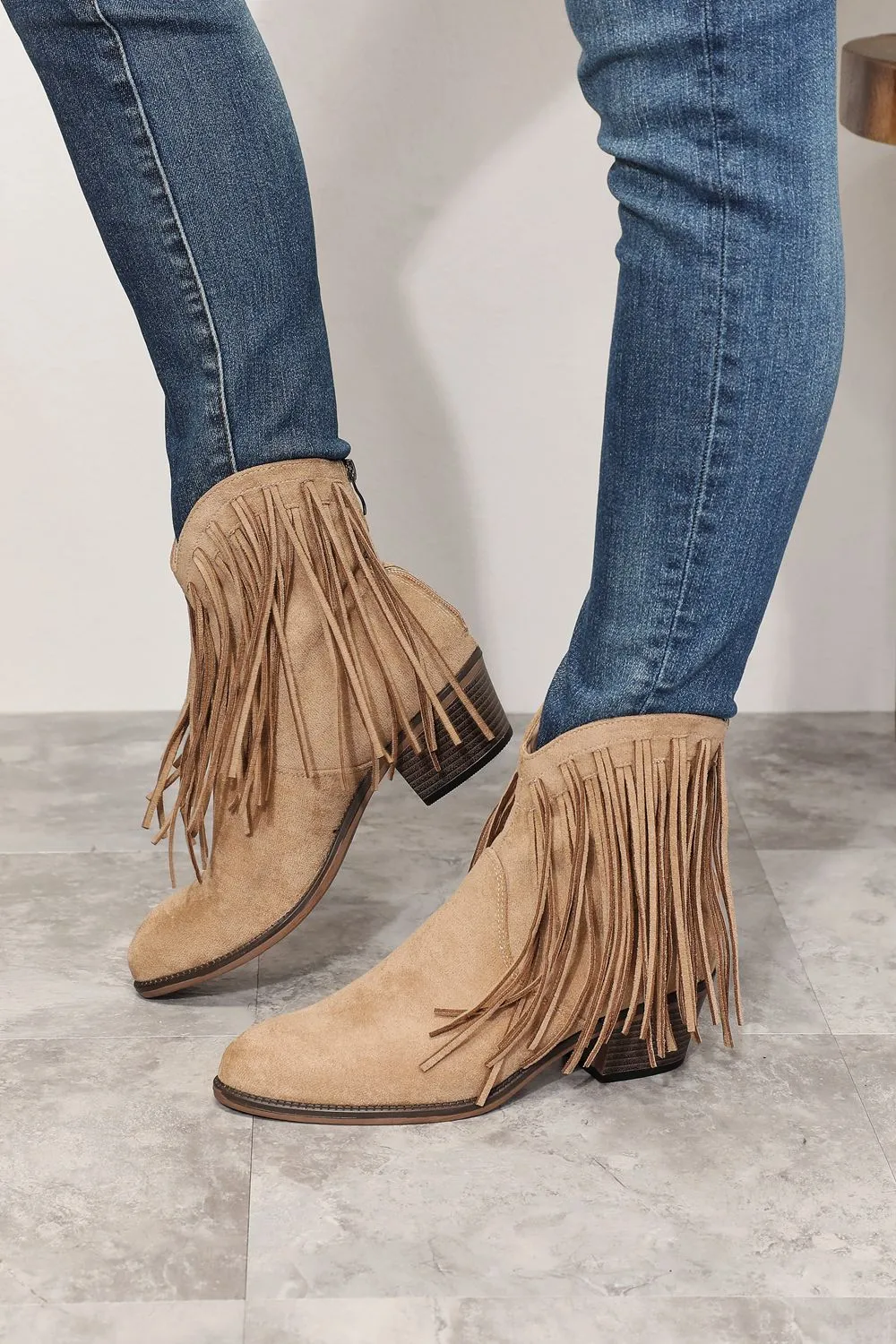 Olivia Fringe Cowboy Western Ankle Boots