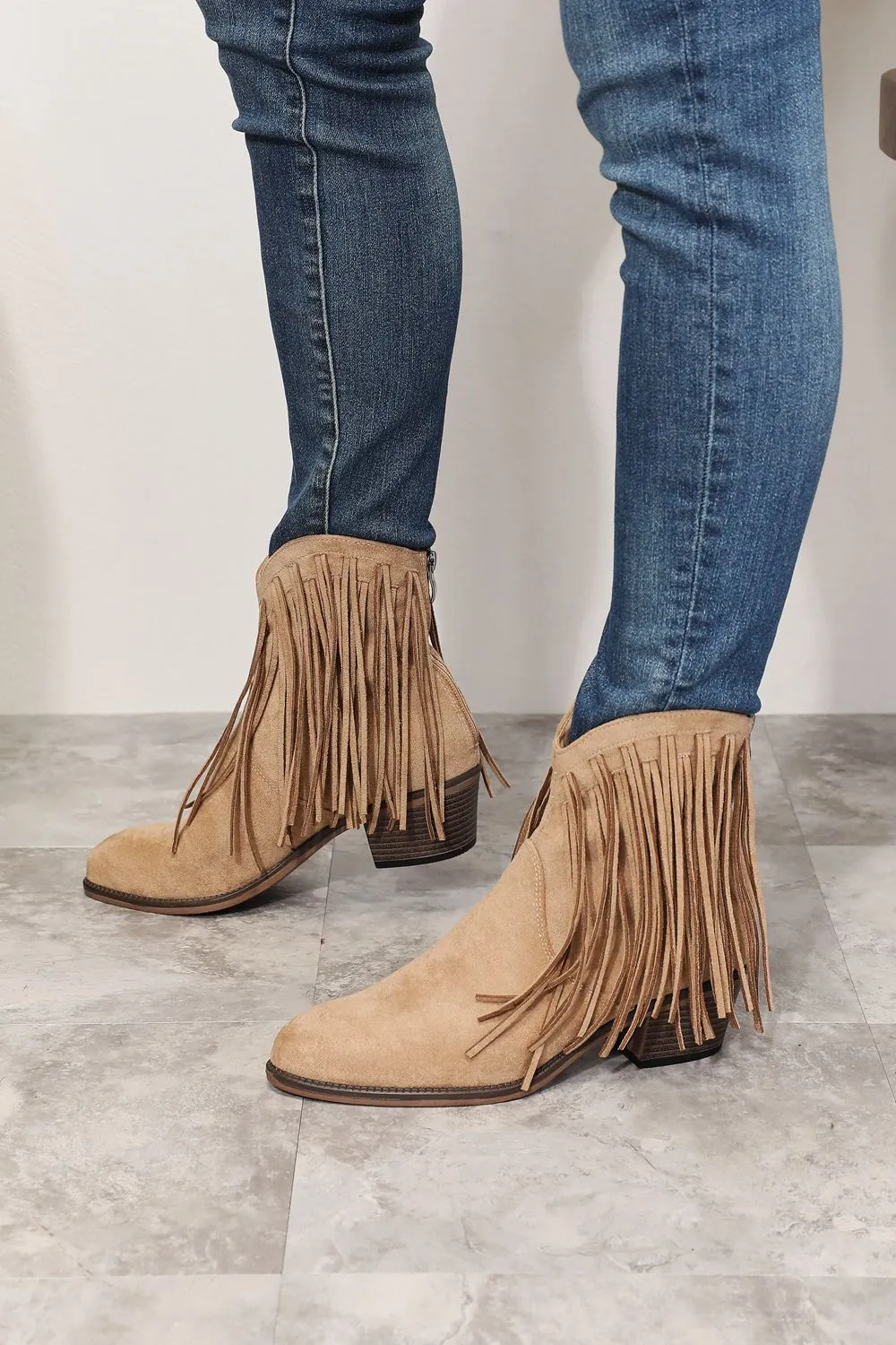 Olivia Fringe Cowboy Western Ankle Boots