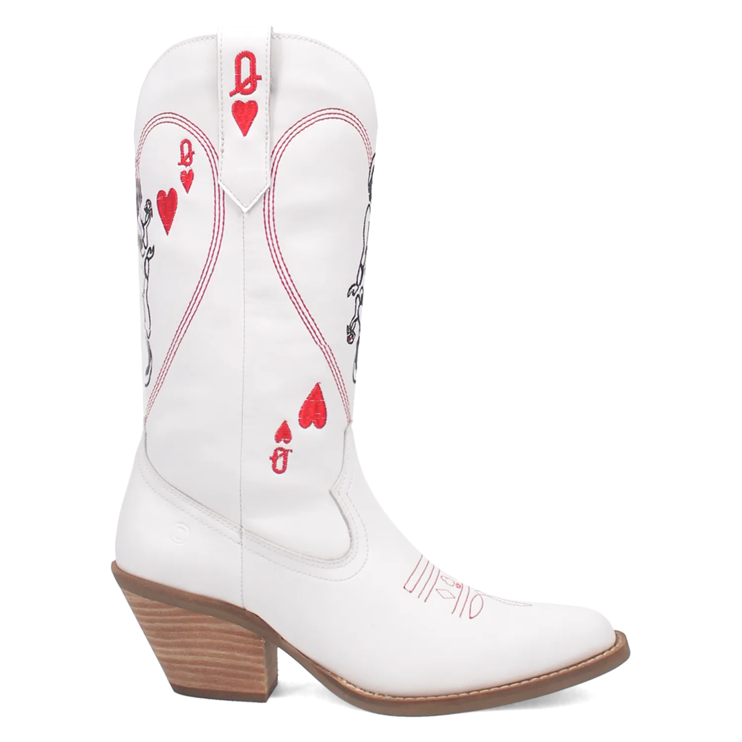 Online Exclusive | Dingo | Queen A Hearts Leather Boot in White**PREORDER