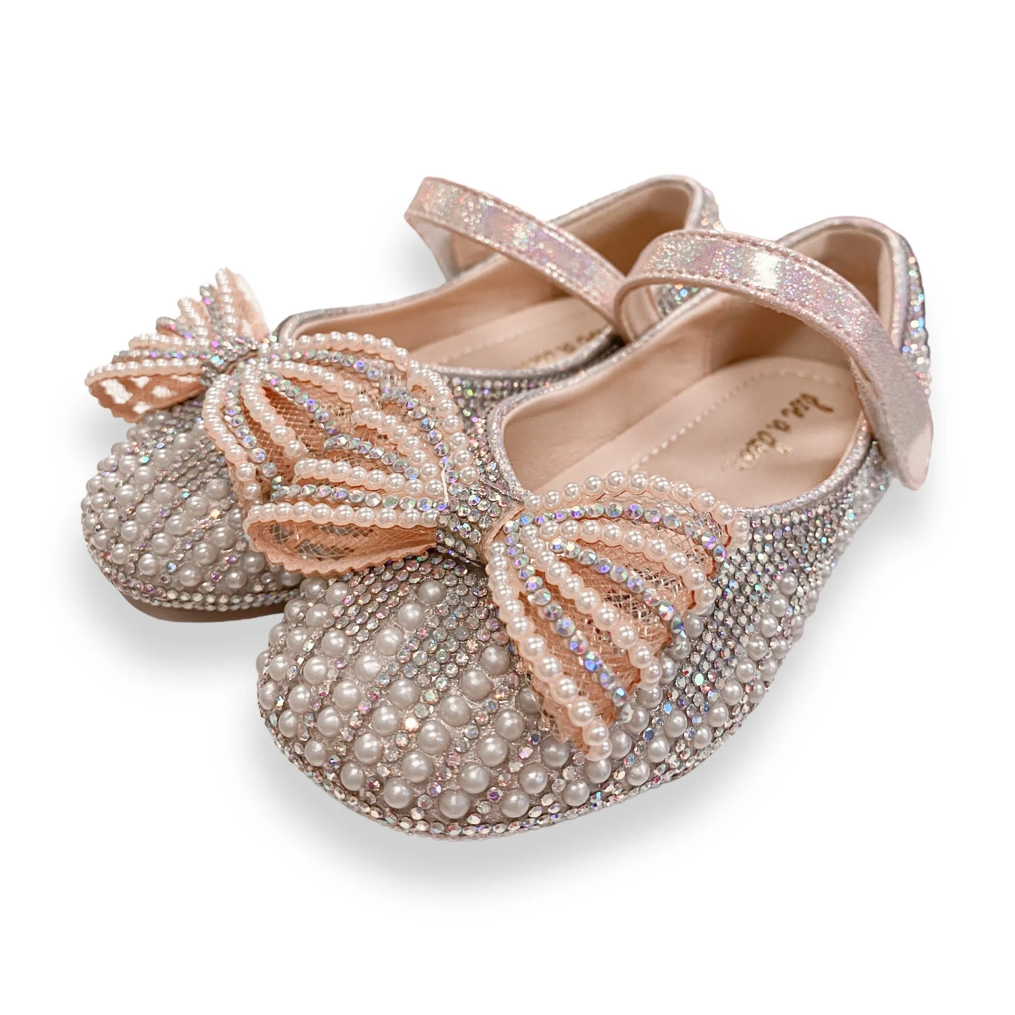 Pearl Bowtie Flat Shoes - PINK