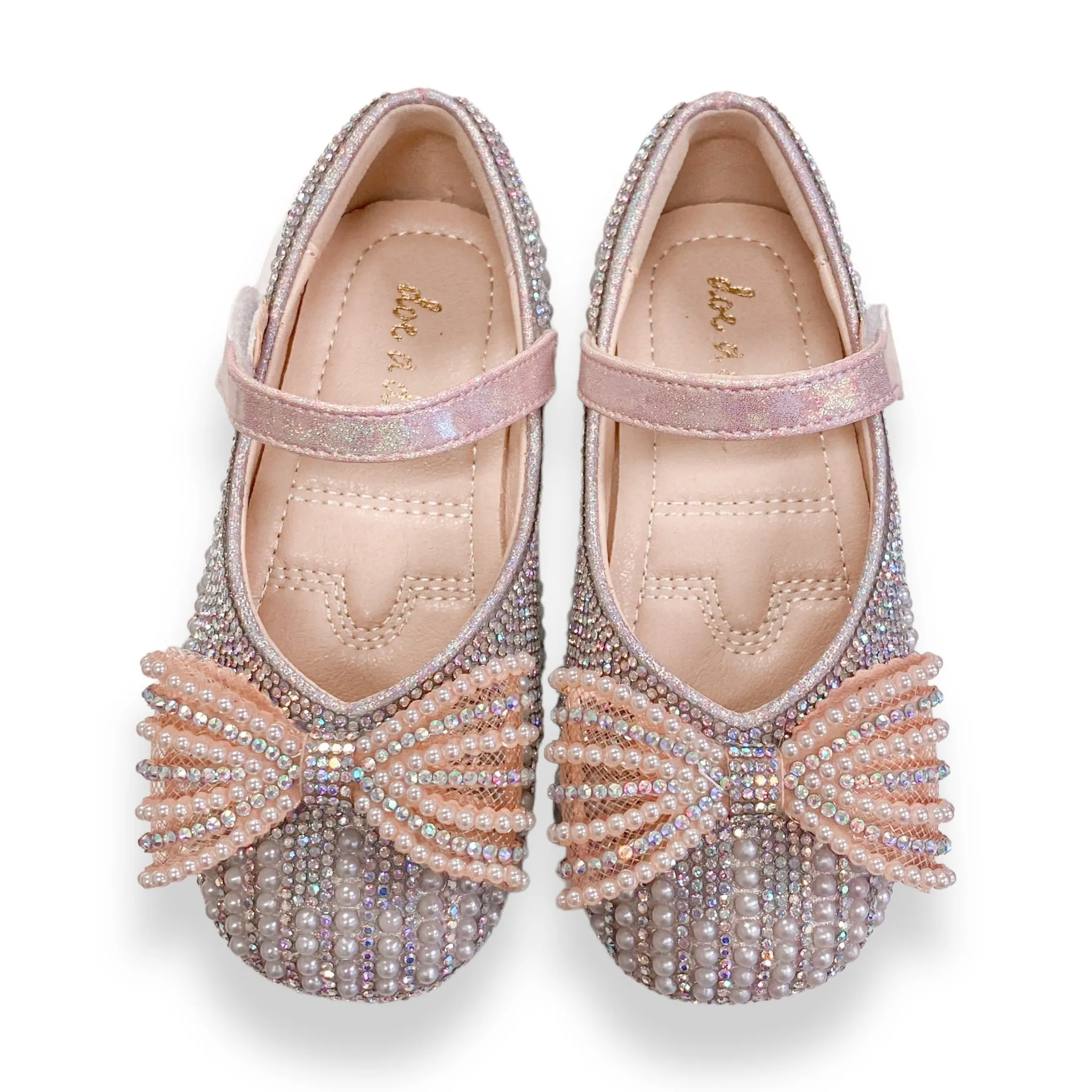 Pearl Bowtie Flat Shoes - PINK