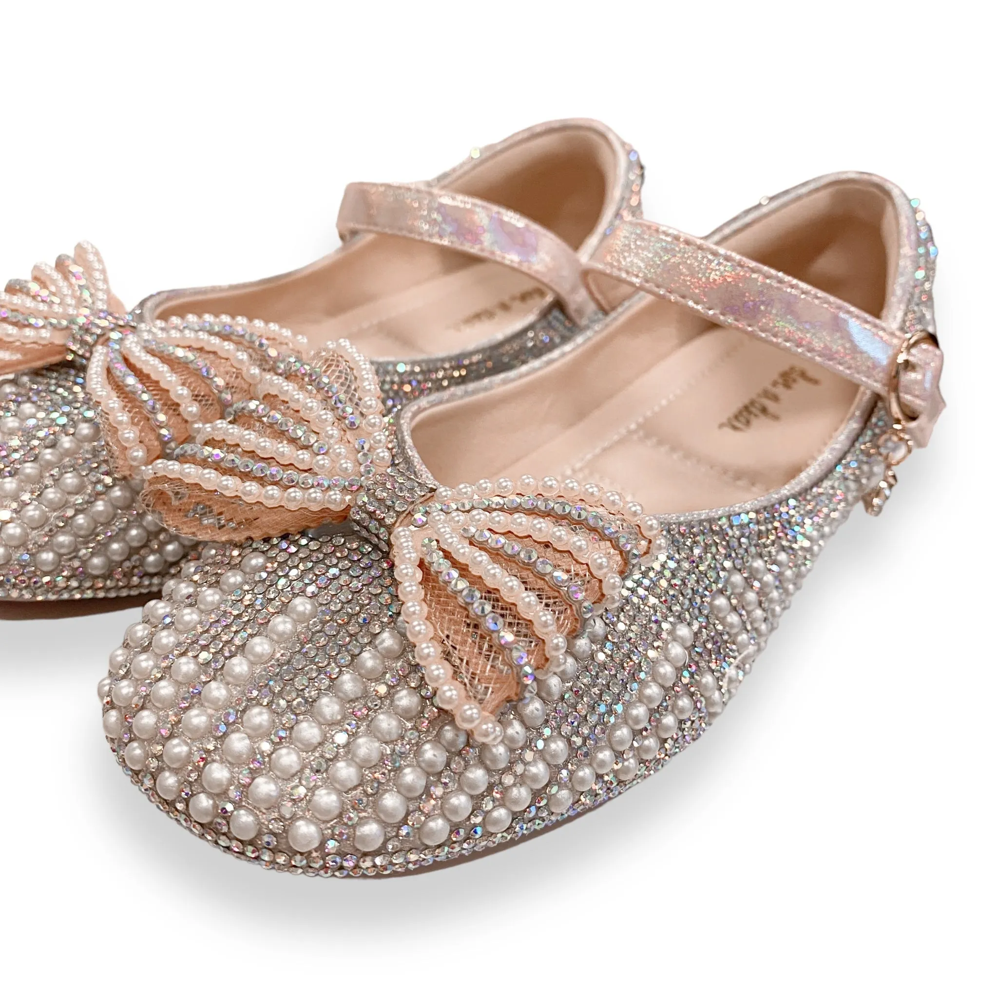 Pearl Bowtie Flat Shoes - PINK