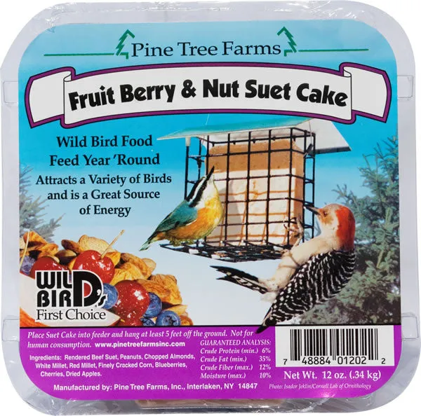 Pine Tree Farms Fruit Berry & Nut Suet Cake 12 oz.