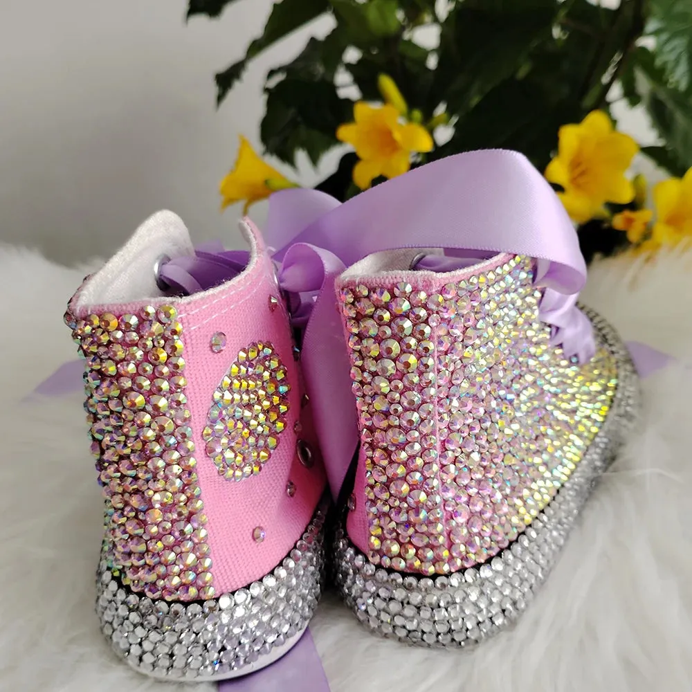 Purple Bling Handmade Canvas Sneakers Kids to Adults Fun Shoes