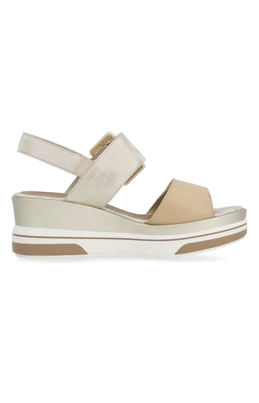 Remonte Wedge Buckle Sandal in Gold