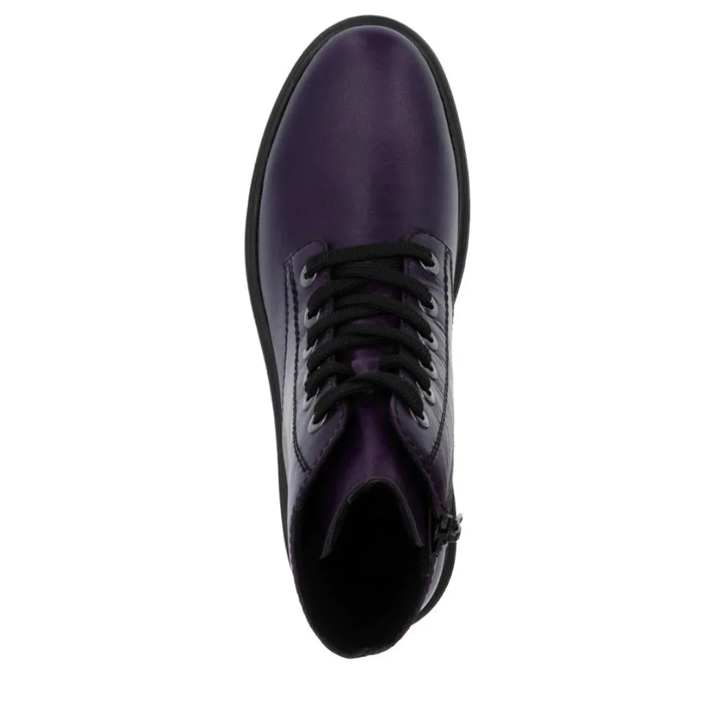 Rieker Z2841-30 Lugano Aubergine Leather Lace-Up Ankle Boots