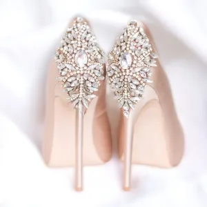 Rose Gold Dramatic Navette Rhinestone Bridal Shoes Applique Patches