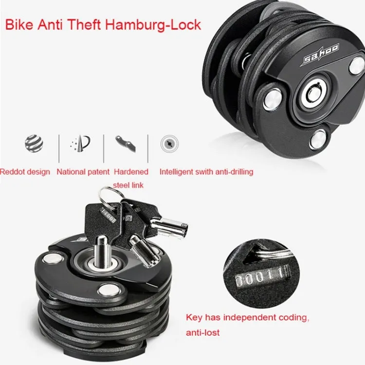 SAHOO Bicycle Anti-Theft Lock Mountain Bike Fixed Folding Lock Chain Lock Creative Hamburger Lock(Black)