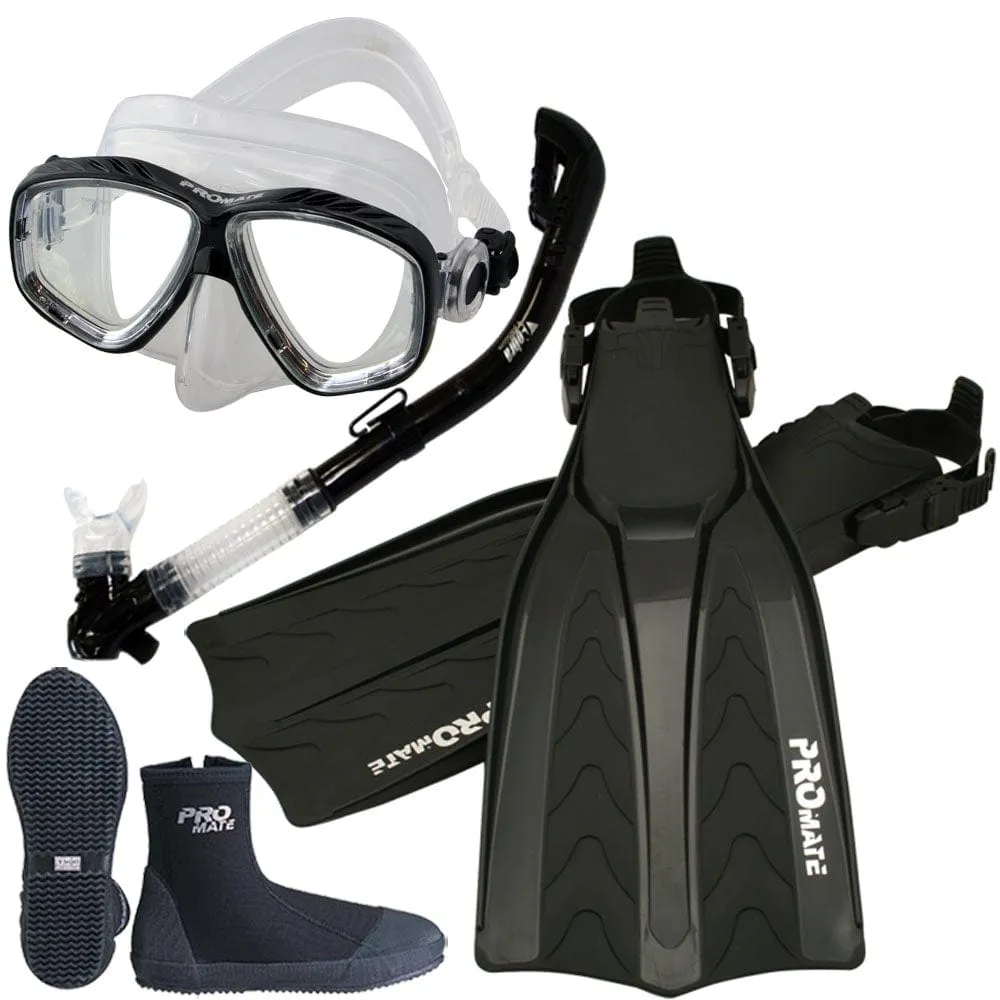 Scuba Dive Fins Boots Dry Snorkel Mask Gear Set - SCS0062