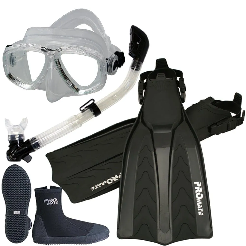 Scuba Dive Fins Boots Dry Snorkel Mask Gear Set - SCS0062