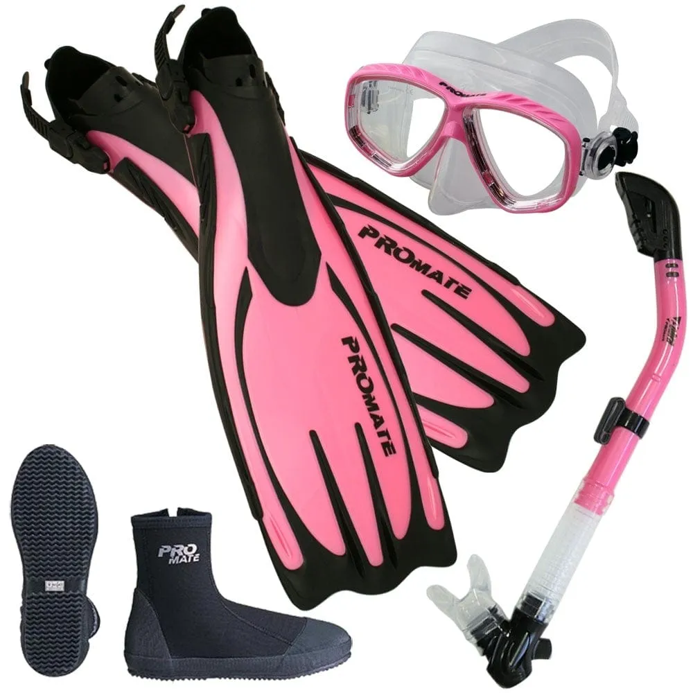 Scuba Dive Fins Boots Dry Snorkel Mask Gear Set - SCS0063