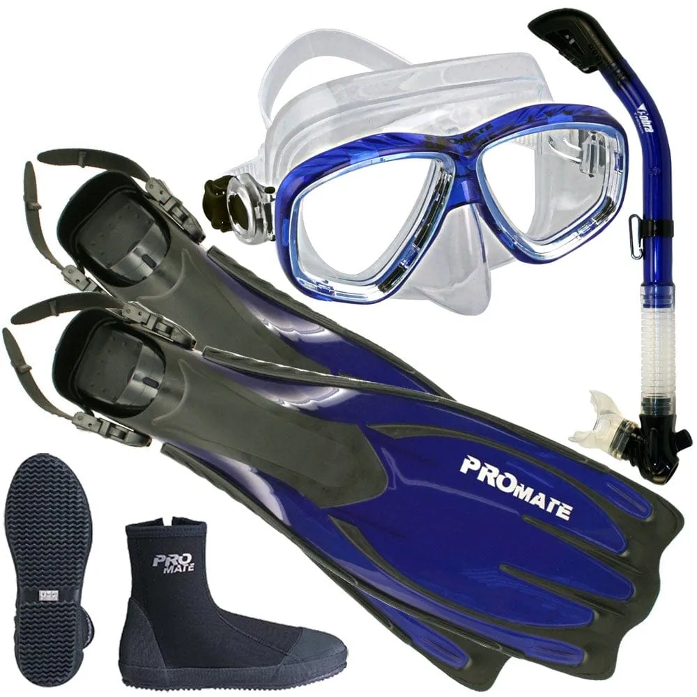 Scuba Dive Fins Boots Dry Snorkel Mask Gear Set - SCS0063