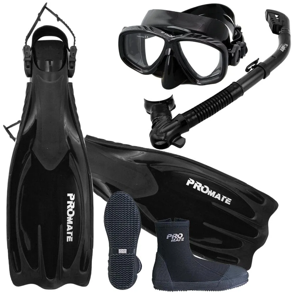 Scuba Dive Fins Boots Dry Snorkel Mask Gear Set - SCS0063